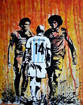 Cuadro Arte Pintura Acrílico Argentina Fútbol Decoración