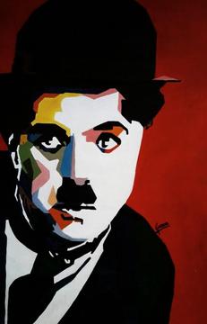 Cuadro Arte Pintura Acrílico Charles Chaplin Peli Decoración