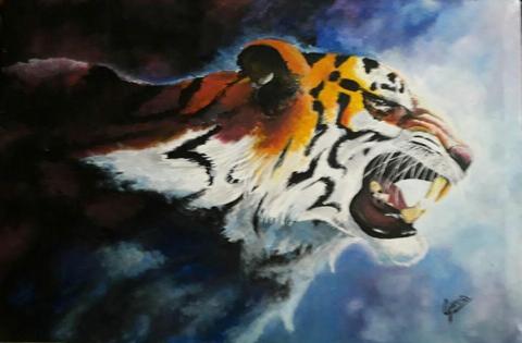 Cuadro Arte Pintura Acrílico León Decoración Animal