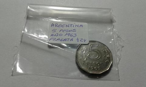 Moneda Argentina de Cinco Pesos Año 1963