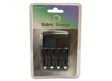 CARGADOR DE PILAS SAFETY ENERGY SEWM11MB LED DOS CANALES CARGA 2 O 4 PILAS AA AAA