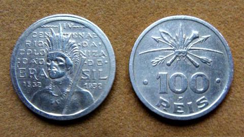 Moneda de 100 reis Brasil 1932