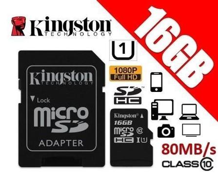 Memorias MicroSD 16GB Clase 10 u1 Kingston