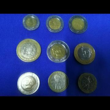 Monedas Bimetalicas Lote por Nueve