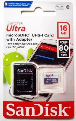 Memoria Sandisk Ultra Microsdhc 16gb 80mb/s Clase10