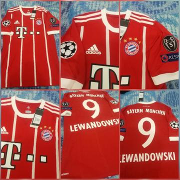 Camiseta Bayern Munich 9 Lewandowski Titular 2017/18 TALLA L
