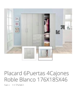 Placard Blanco Roble sin Uso 6 Puertas