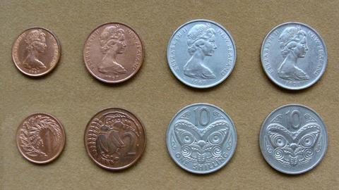 Monedas de 1, 2 y 10 cent Nueva Zelanda 1967 1971