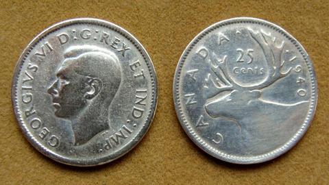 Moneda de 25 cents de plata, Canadá 1940