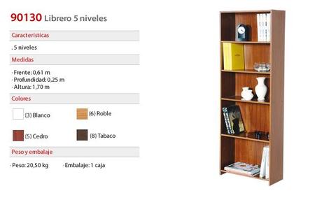 MUEBLES LOMBARDO Librero Platinum 5 Niveles 90130