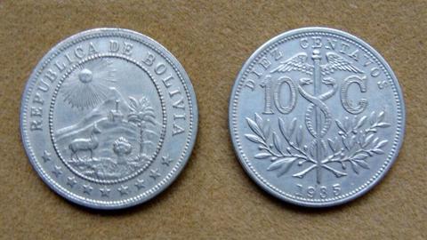 Moneda de 10 centavos Bolivia 1935