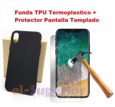 Combo Iphone X Funda Tpu Silicona Templado Protector Glass Obelisco