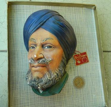 Figura Bosson's made in England indú Sikh antigua cara para colgar