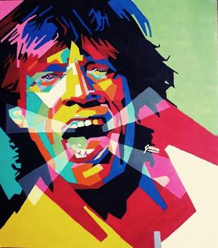 Cuadro Pintura Arte Acrílico Mick Jagger
