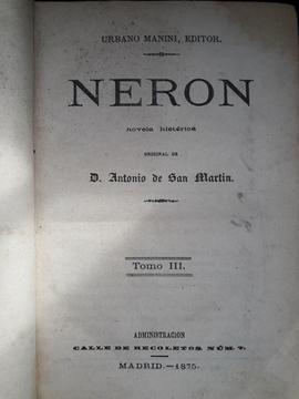 Libro Neron 1875 Tomo 3 Urbano Manini