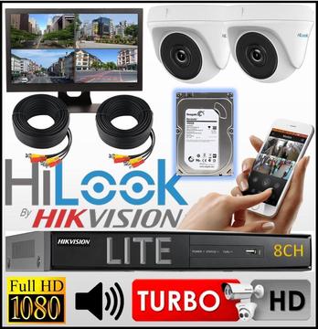 Kit Seguridad Hikvision Dvr 8ch 2 Camara Domo Hilook Hdd