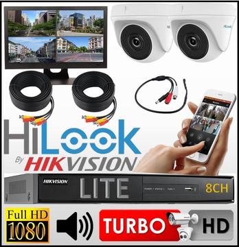 Kit Seguridad Hikvision Dvr 8ch 2 Camara Domo Hilook Mic