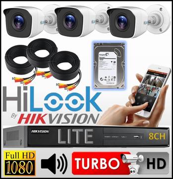 Kit Seguridad Hikvision Dvr 8ch 3 Camara Bullet Hilook Hdd