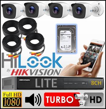 Kit Seguridad Hikvision Dvr 8ch 4 Camara Bullet Hilook Hdd