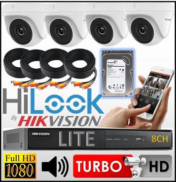 Kit Seguridad Hikvision Dvr 8ch 4 Camara Domo Hilook Hdd