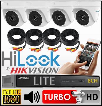 Kit Seguridad Hikvision Dvr 8ch 4 Camara Domo Hilook