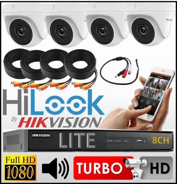 Kit Seguridad Hikvision Dvr 8ch 4 Camara Domo Hilook Mic