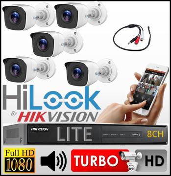 Kit Seguridad Hikvision Dvr 8ch 5 Camara Bullet Hilook Mic