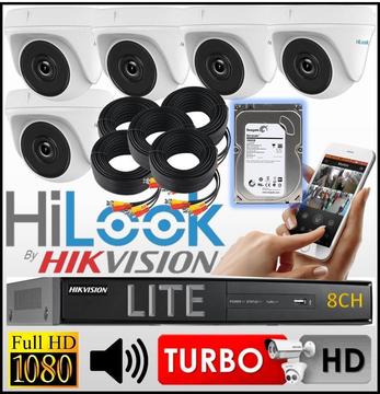 Kit Seguridad Hikvision Dvr 8ch 5 Camara Domo Hilook Hdd