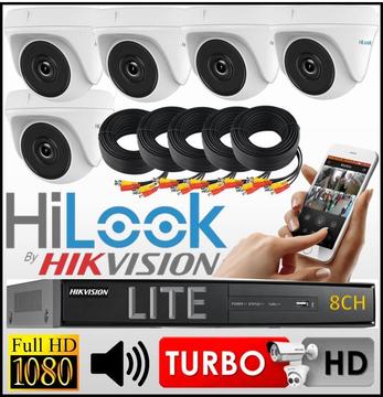 Kit Seguridad Hikvision Dvr 8ch 5 Camara Domo Hilook