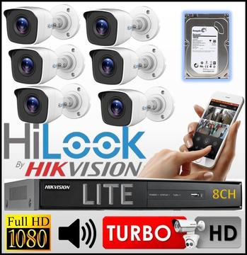 Kit Seguridad Hikvision Dvr 8ch 6 Camara Bullet Hilook Hdd