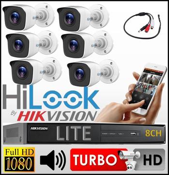 Kit Seguridad Hikvision Dvr 8ch 6 Camara Bullet Hilook Mic