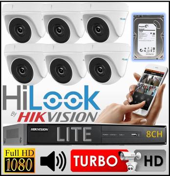 Kit Seguridad Hikvision Dvr 8ch 6 Camara Domo Hilook Hdd