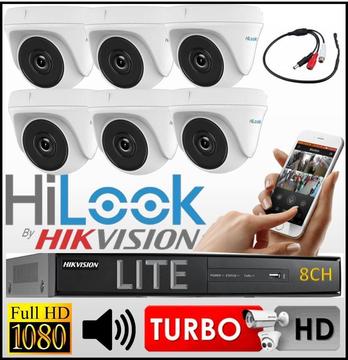 Kit Seguridad Hikvision Dvr 8ch 6 Camara Domo Hilook Mic