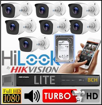 Kit Seguridad Hikvision Dvr 8ch 7 Camara Bullet Hilook Hdd