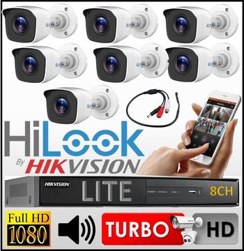 Kit Seguridad Hikvision Dvr 8ch 7 Camara Bullet Hilook Mic