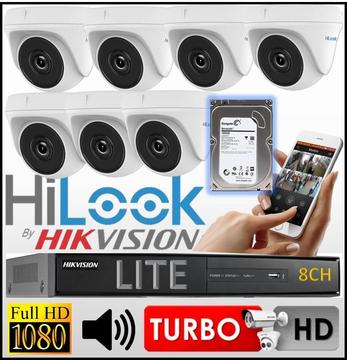 Kit Seguridad Hikvision Dvr 8ch 7 Camara Domo Hilook Hdd