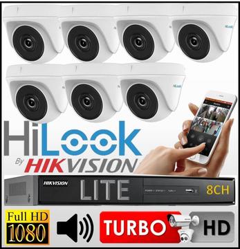 Kit Seguridad Hikvision Dvr 8ch 7 Camara Domo Hilook