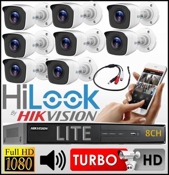 Kit Seguridad Hikvision Dvr 8ch 8 Camara Bullet Hilook Mic