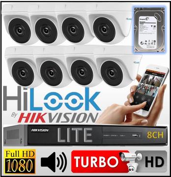 Kit Seguridad Hikvision Dvr 8ch 8 Camara Domo Hilook Hdd