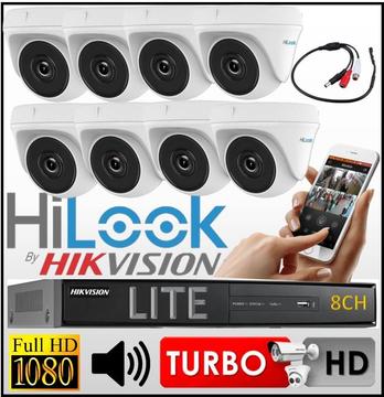 Kit Seguridad Hikvision Dvr 8ch 8 Camara Domo Hilook Mic