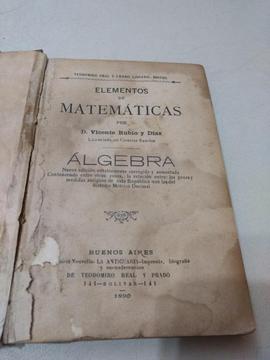 Elementos De Matemáticas: Álgebra Vicente Rubio Y Diaz 1890