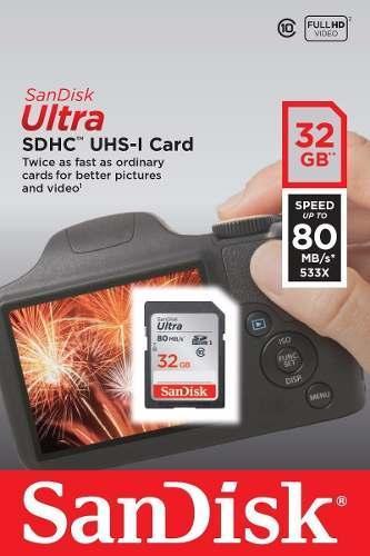 MEMORIA SD 32GB SDHC SANDISK ULTRA 80MB/S CLASE 10 REFLEX !!
