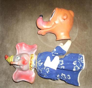 Títeres vintage de goma. Pluto y Dumbo