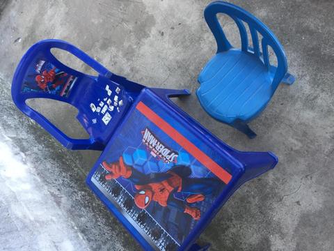 Mesa y sillas de spiderman para niños. Detalles de uso