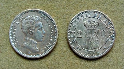 Moneda de 2 céntimos, España 1904