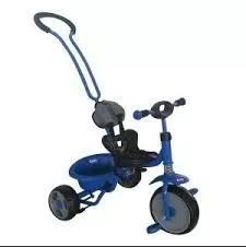 Triciclo reforzado color azul con cinturón de seguridad y asiento regulable