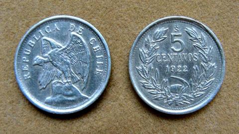 Moneda de 5 centavos Chile 1922