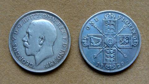 Moneda de 1 florín de plata Gran Bretaña 1920
