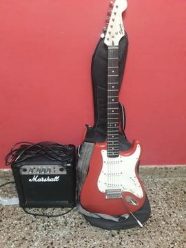 Guitarra Squier Fender Amplificador Marshall