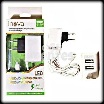 CARGADOR INOVA 3.1A V8 2USB CARGA SUPER RÁPIDA